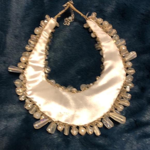 Beaded Choker - STATEMENT neck lace simulated lg and sm pearls w/ AB crystals. - Picture 3 of 6
